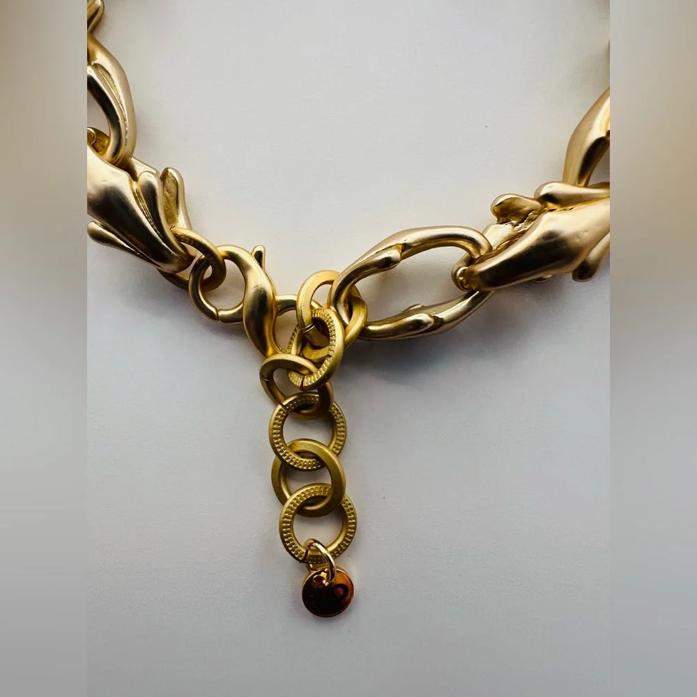 Matte Gold Chunky Link Bracelet with Double S Clasp - Picture 3 of 5